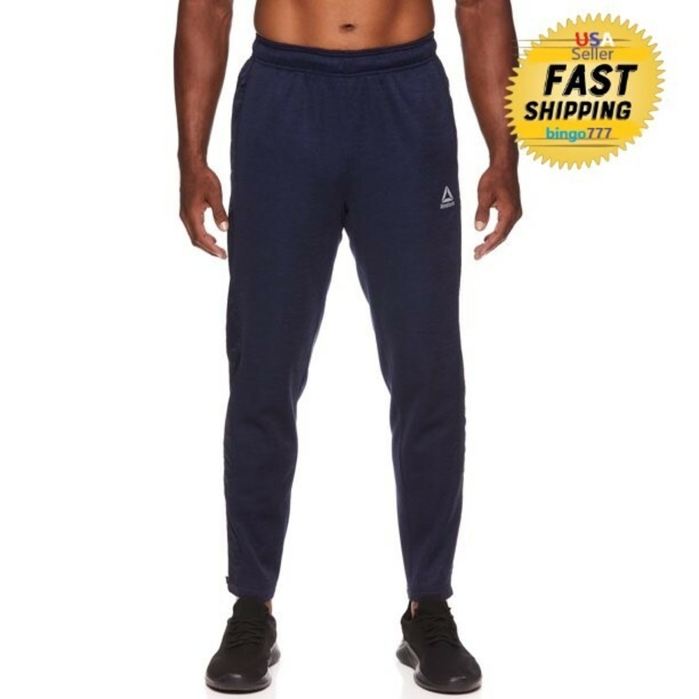 Reebok Sweat Pants Men's Medium 32Training Running Tapperd Fleece Lined Blue